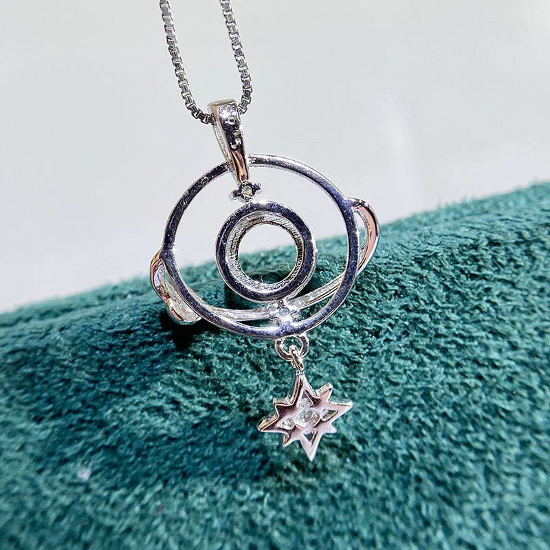 S925 Sterling Silver, 18K Gold Plated Pendant Setting, Unset, For Women