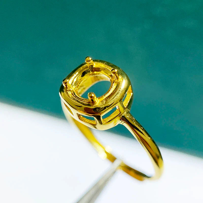 Round 6×6 mm S925 Sterling Silver Ring Setting, Unset Mount, For Women