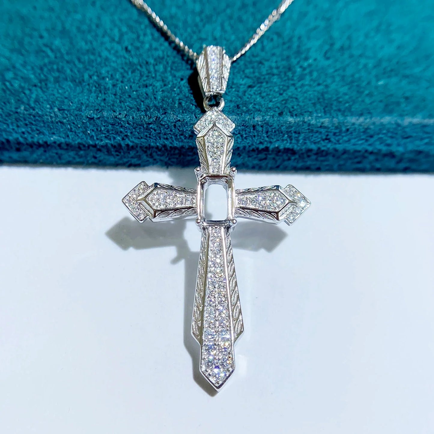 Rectangle 4×6 mm S925 Sterling Silver Pendant Setting, Unset, For Women