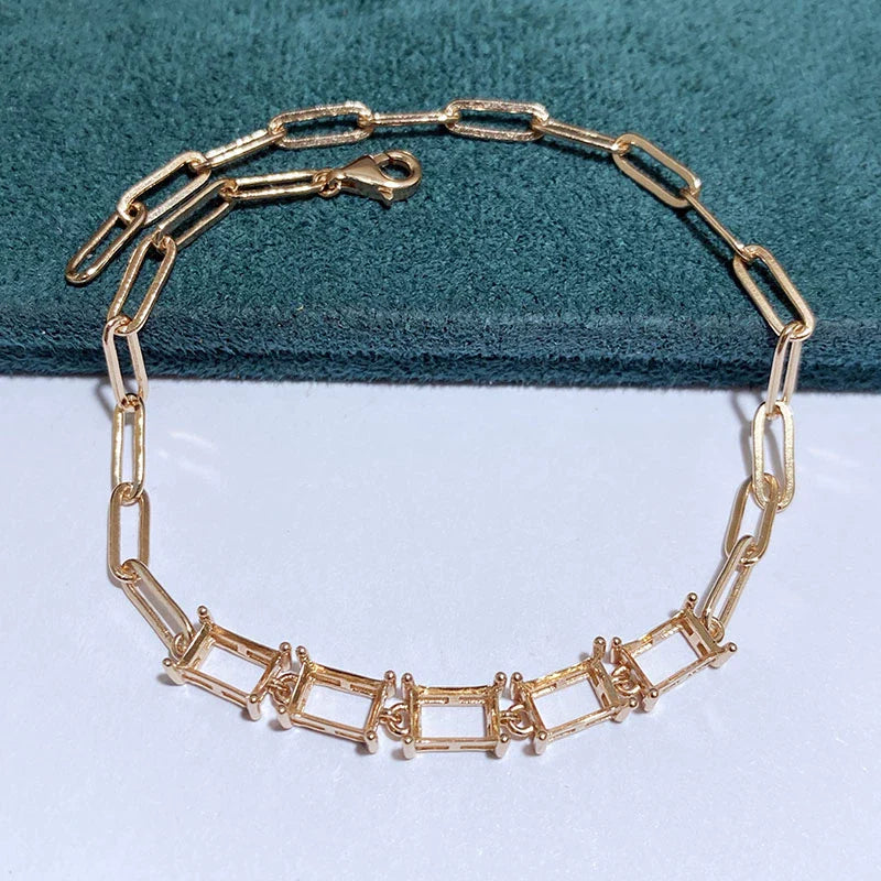 Rectangle 4×6 mm S925 Sterling Silver Jewelry Setting, Unset, For Women, Fashion Style