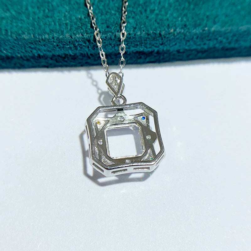 Square 8×8 mm S925 Sterling Silver Pendant Setting, Unset, For Women, Fashion Style