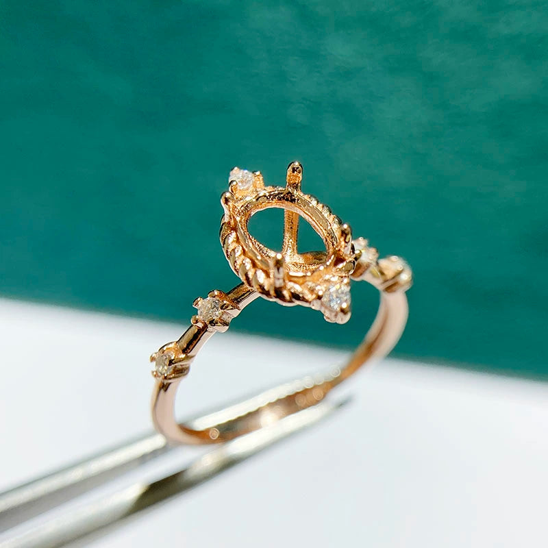 5×7mm Oval S925 Silver Adjustable Ring Setting for Gemstone Mounting