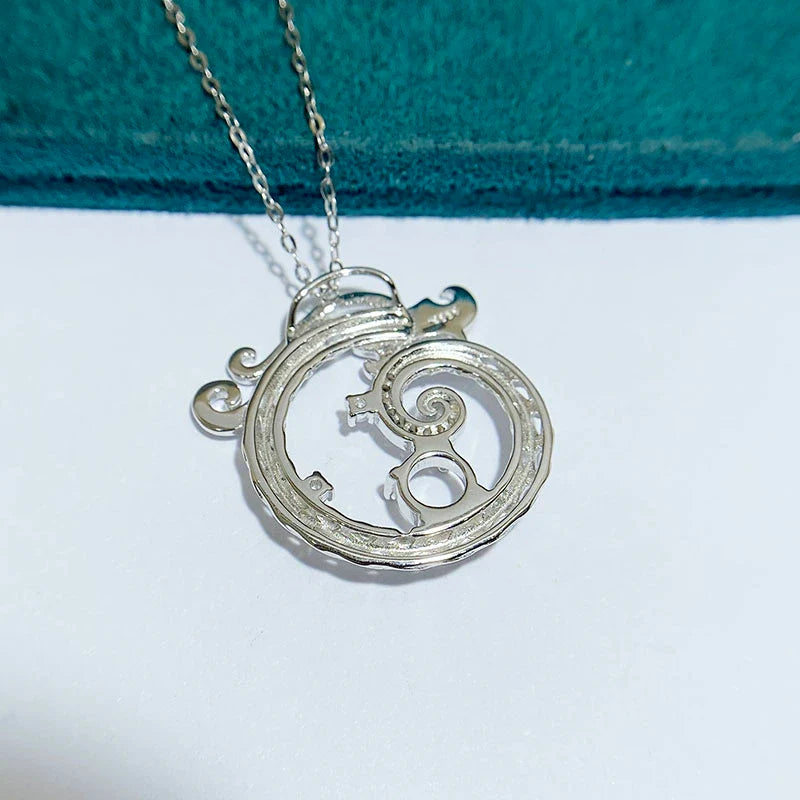 Round 6×6 mm S925 Sterling Silver Pendant Setting, Unset, Vintage Style