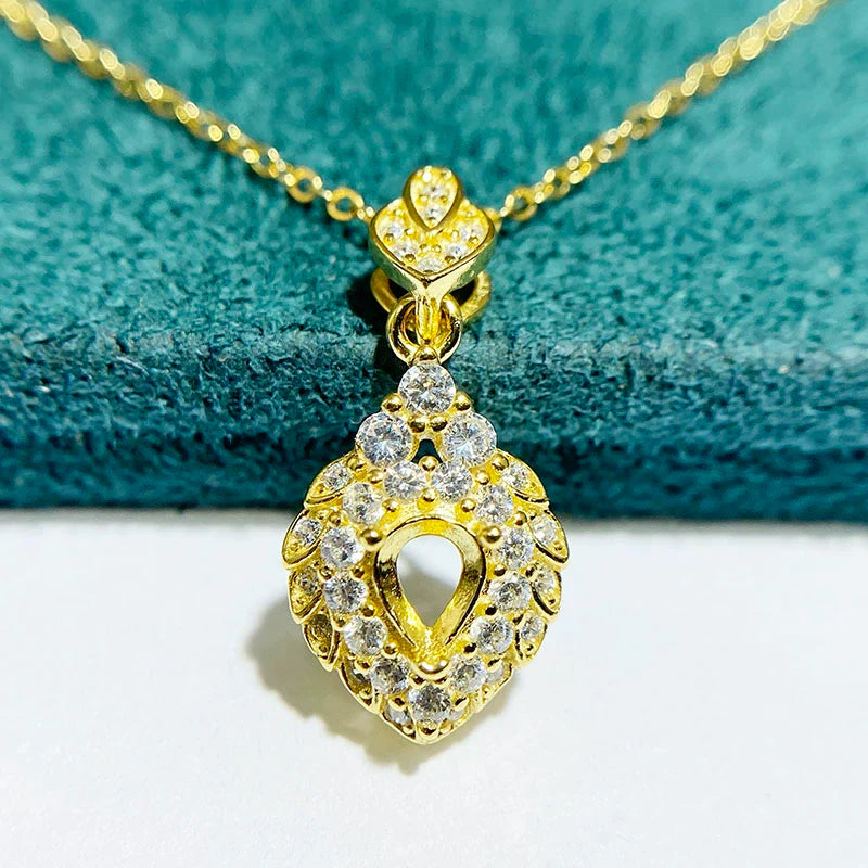 Pear 4×6 mm / Pear 4×5 mm S925 Sterling Silver Pendant Setting, Unset, For Women, Fashion Style, Light Luxury