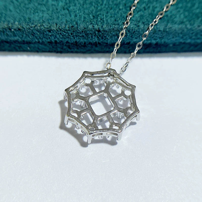 Square 6×6 mm S925 Sterling Silver Pendant Setting, Unset, For Women, Cluster Setting, Fashion Style