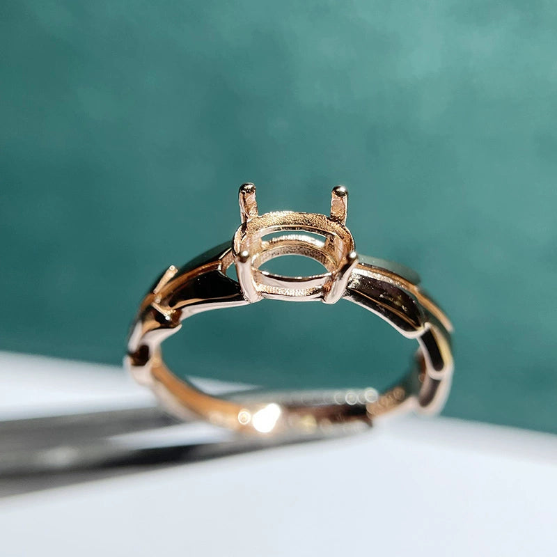 5×7mm Oval S925 Silver Adjustable Bezel Ring Setting for Gemstone Mounting