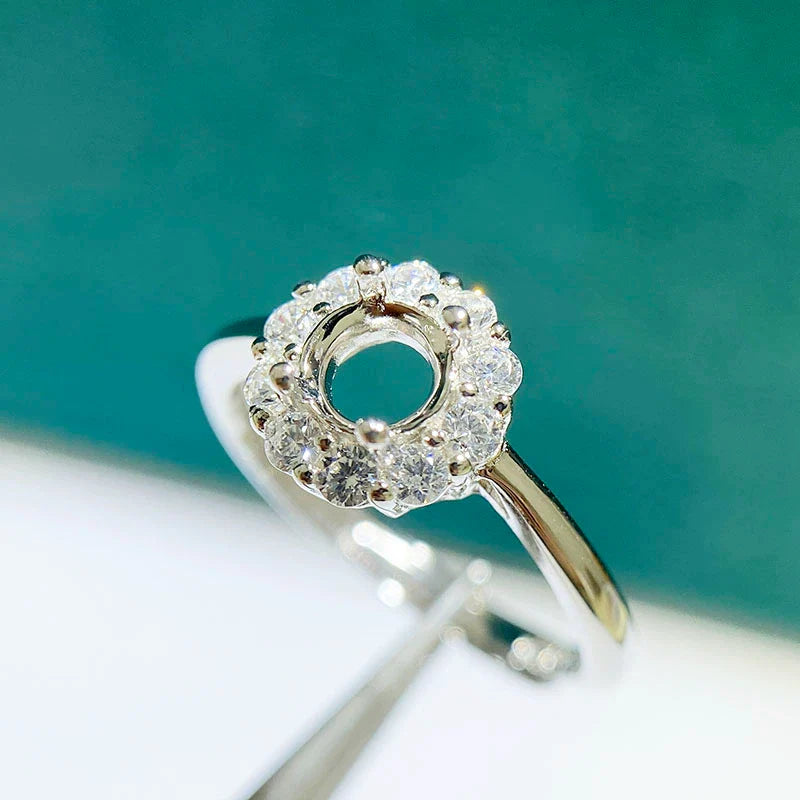 S925 Sterling Silver, 18K Gold Plated Ring Setting, Unset, For Women