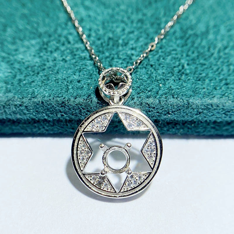 Round 5×5 mm S925 Sterling Silver Pendant Setting, Unset Mount, For Women