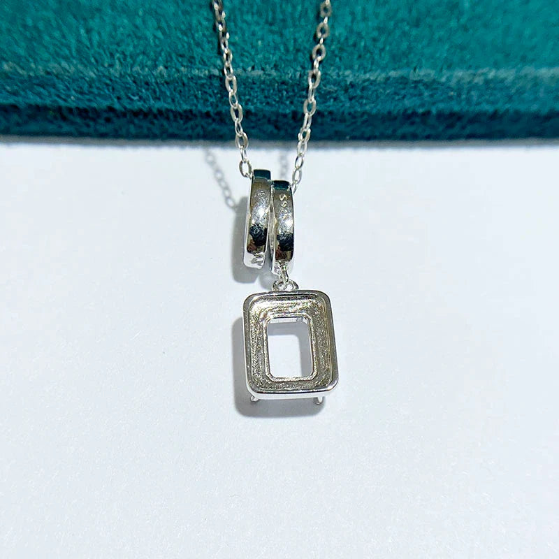Rectangle 5×7 mm S925 Sterling Silver Pendant Setting, Unset, For Women