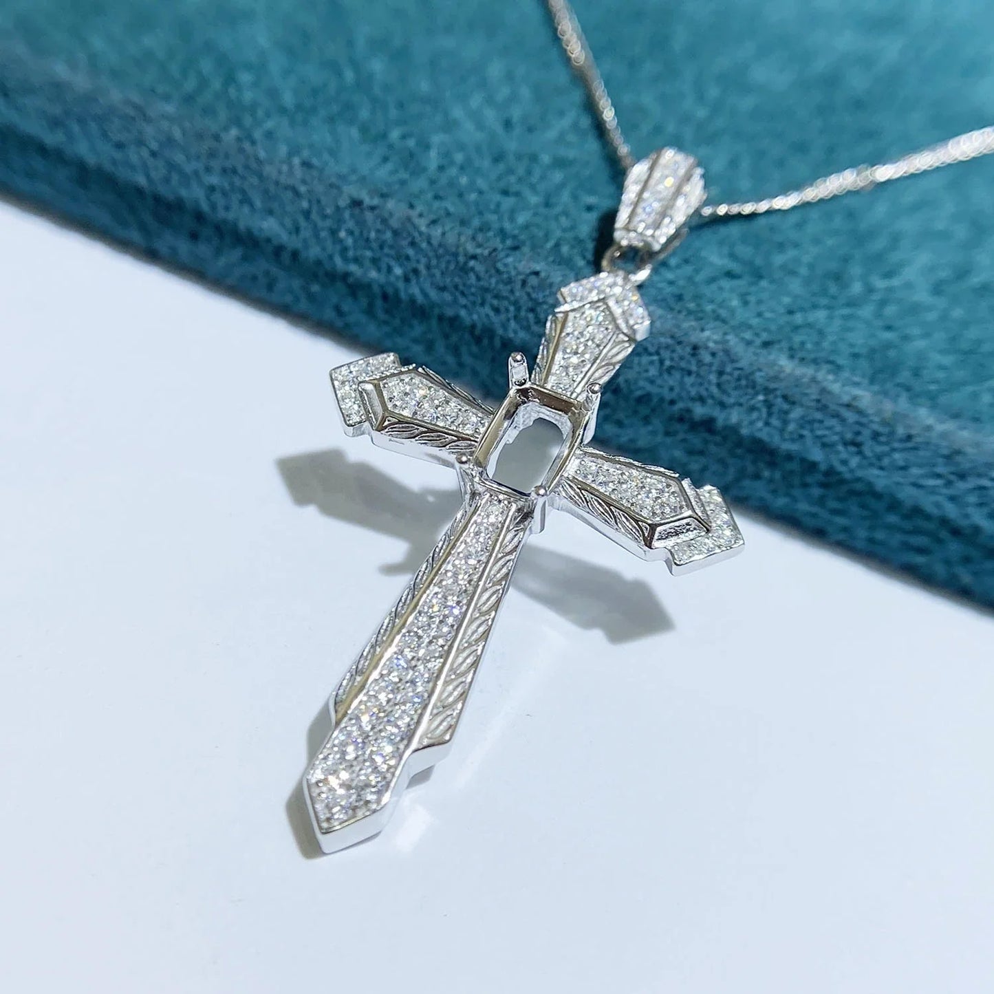 Rectangle 4×6 mm S925 Sterling Silver Pendant Setting, Unset, For Women