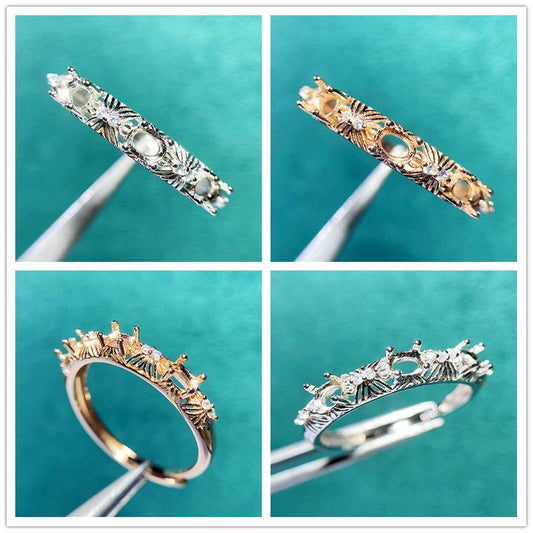 Oval 3×4 mm S925 Sterling Silver Ring Setting, Unset, For Women, Minimalist Style