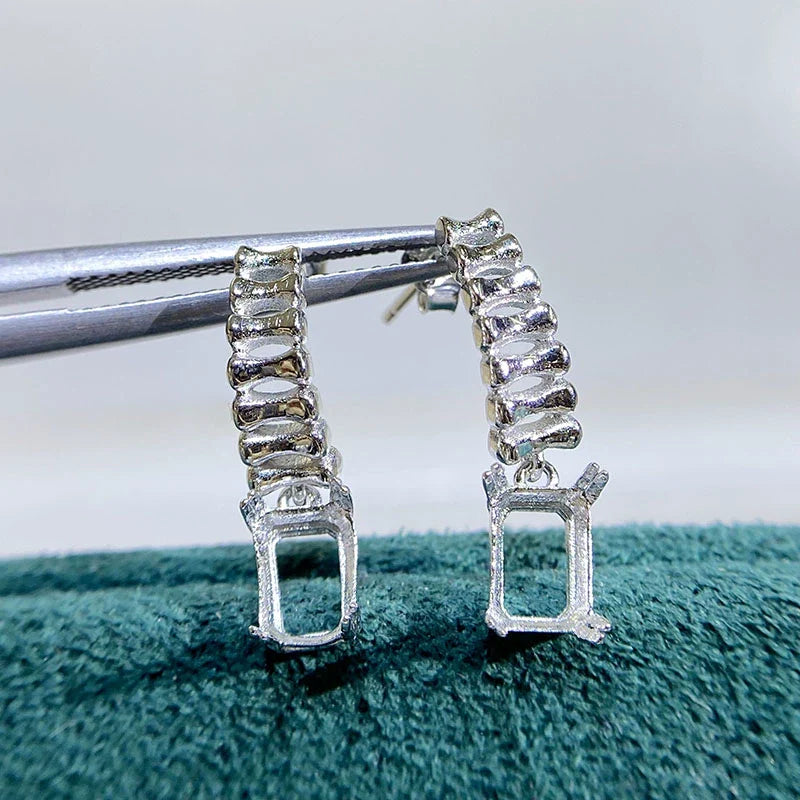 Square 5×7 mm S925 Sterling Silver, 18K Gold Plated Jewelry Setting Set, Ring / Pendant, Unset, For Women