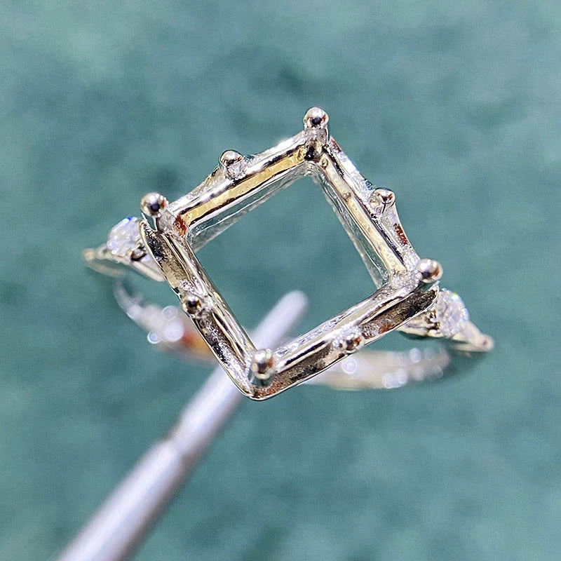 S925 Sterling Silver, 18K Gold Plated Ring Setting, Adjustable, Unset, For Women