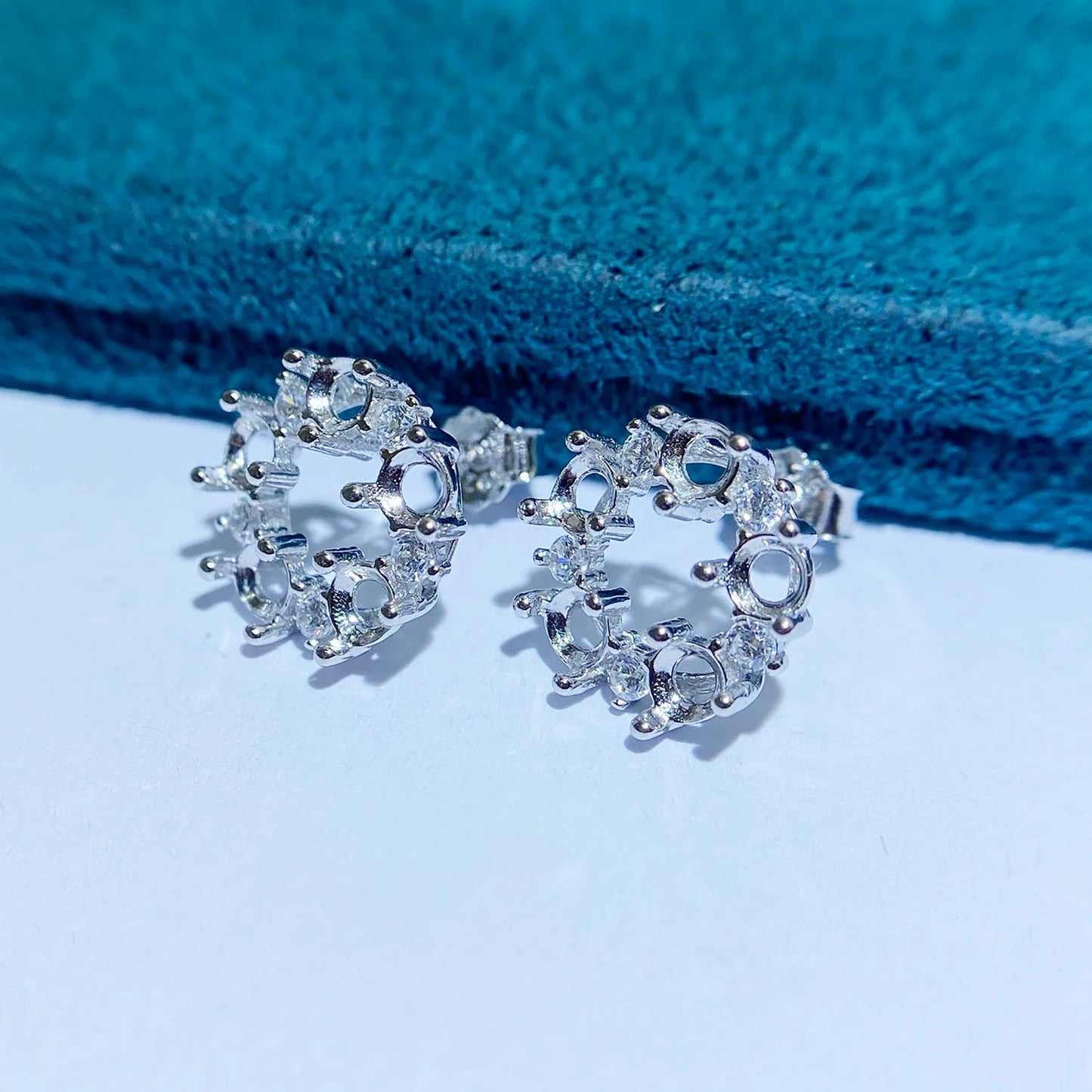 3×3 mm S925 Sterling Silver Earring Setting, Unset, For Women, Fashion Style