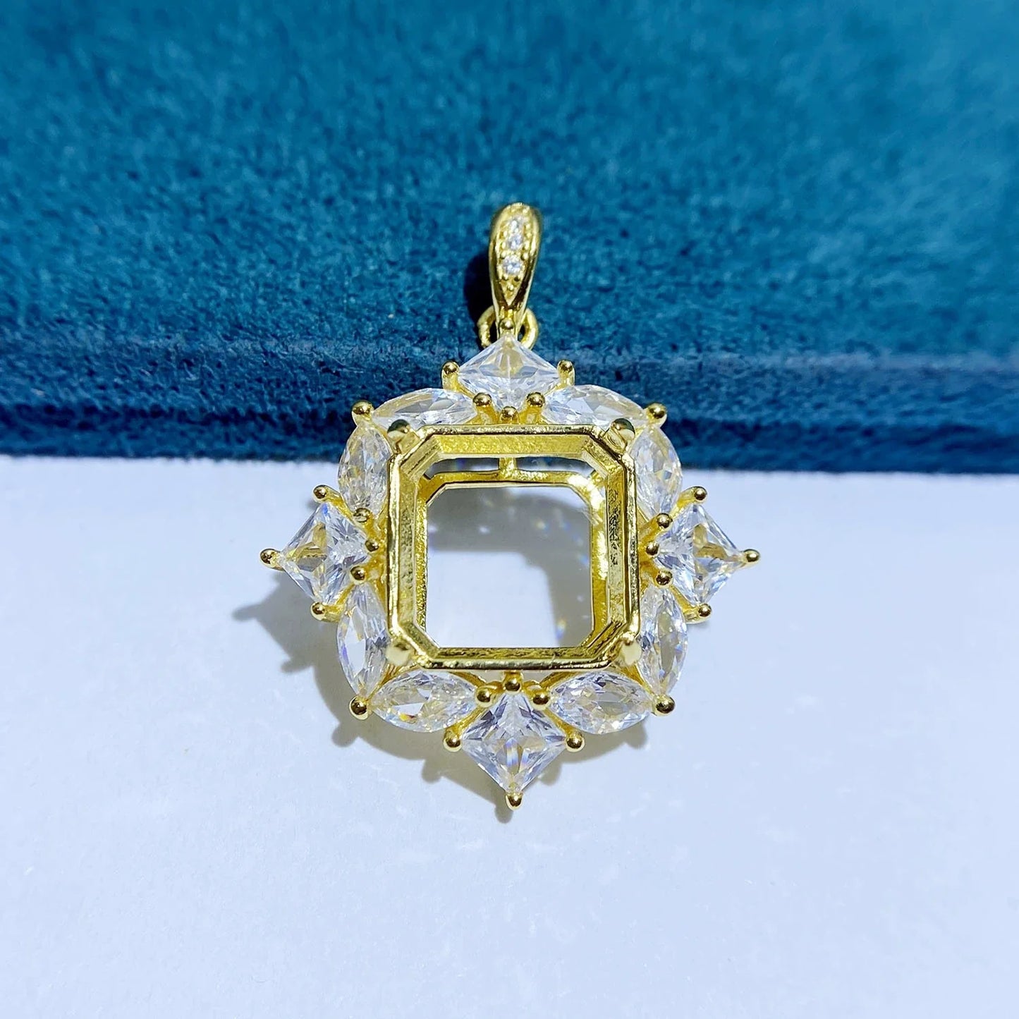 Square 12×12 mm S925 Sterling Silver Pendant Setting, Unset, For Women