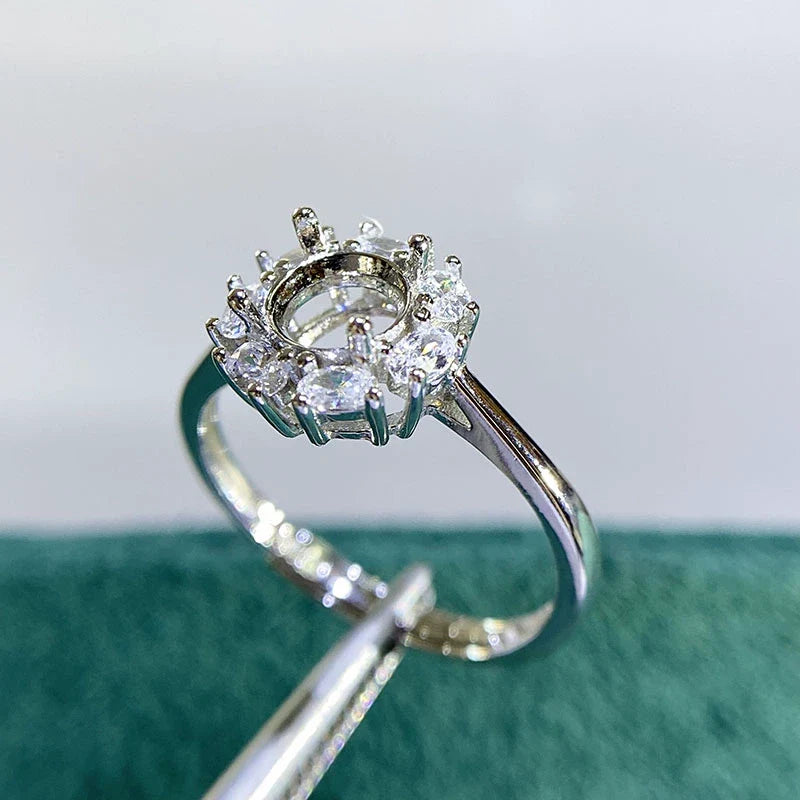 Round 6 mm S925 Sterling Silver Earring Settings, Unset Mount, For Women