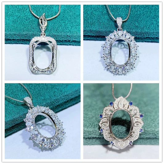 Oval 10×14 mm S925 Sterling Silver Pendant Setting, Unset Mount, For Women