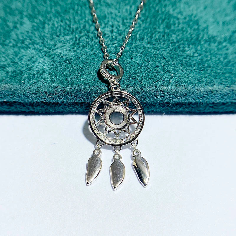 Round 5×5 mm S925 Sterling Silver Pendant Setting, Unset Mount, For Women