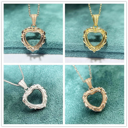 Heart 10×10 mm S925 Sterling Silver Pendant Setting, Unset, For Women, Minimalist Style, Fashion Style