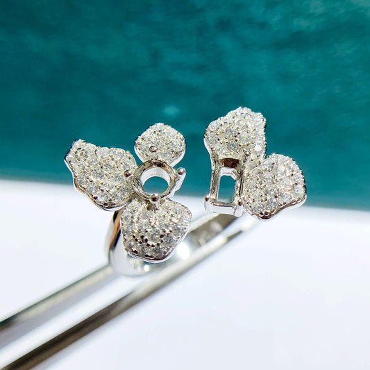 S925 Sterling Silver Round, Square 3×5 mm Ring Setting for DIY Jewelry Making