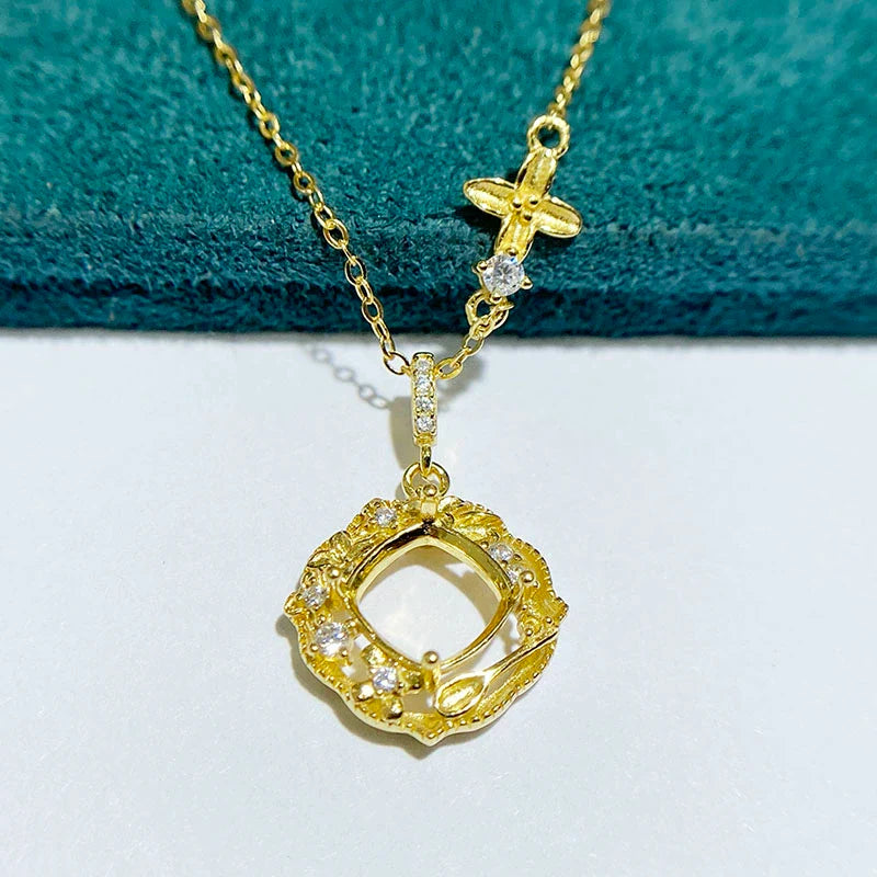 Cushion 8×8 mm S925 Sterling Silver Earring Setting, Unset