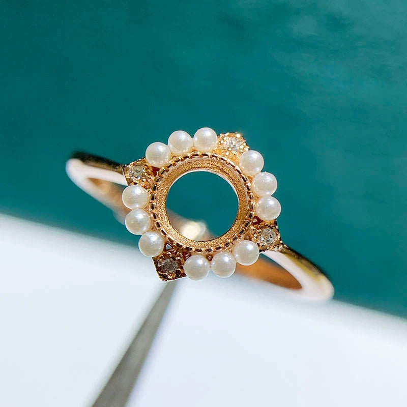 S925 Sterling Silver, 18K Gold Plated Ring Setting, Unset, For Women