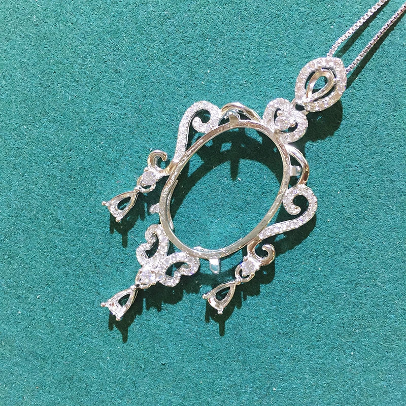 Oval 10×13 mm / 12×16 mm / 15×20 mm S925 Sterling Silver, 18K Gold Plated Pendant Setting, For Women