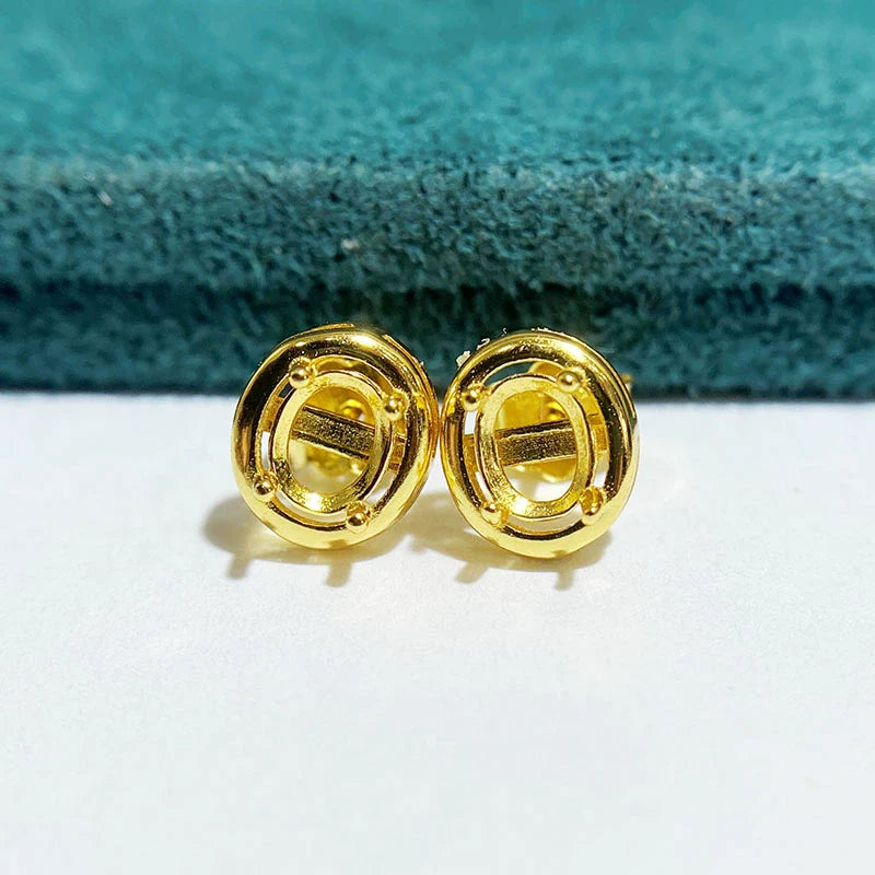Oval 3×4 mm / 6×8 mm S925 Sterling Silver Earring Setting, Unset