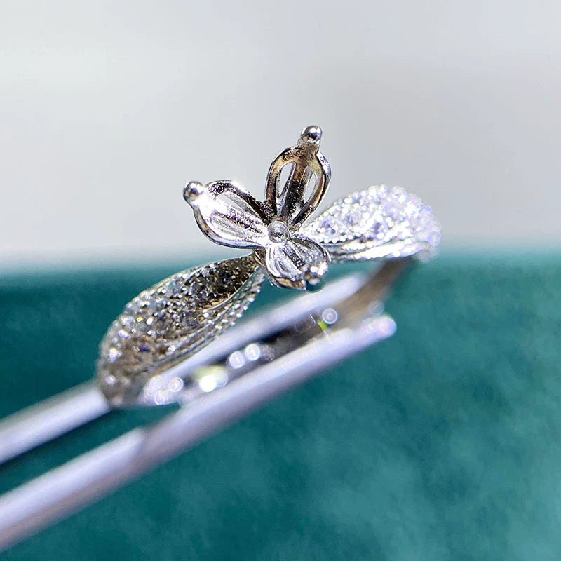 6 mm S925 Sterling Silver, 18K Gold Plated Ring Setting, Adjustable, Unset, For Women