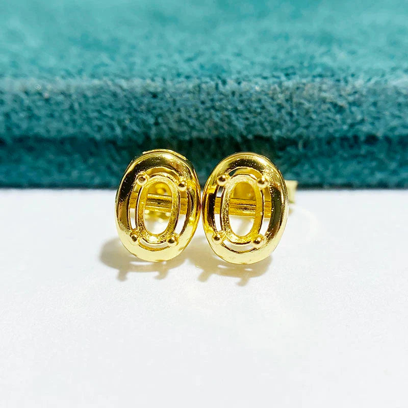 Oval 3×4 mm / 6×8 mm S925 Sterling Silver Earring Setting, Unset