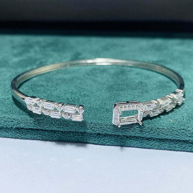 Square 5×7 mm S925 Sterling Silver Jewelry Setting, Unset, For Women