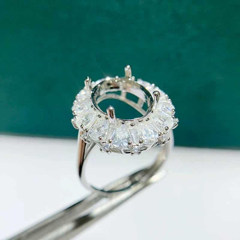 Oval 10×14 mm / 12×16 mm S925 Sterling Silver Ring Setting, Adjustable, Unset, For Women