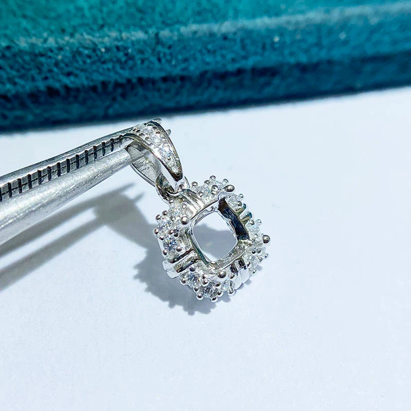 Cushion 5×5 mm S925 Sterling Silver, 18K Gold Plated Ring Setting, Unset