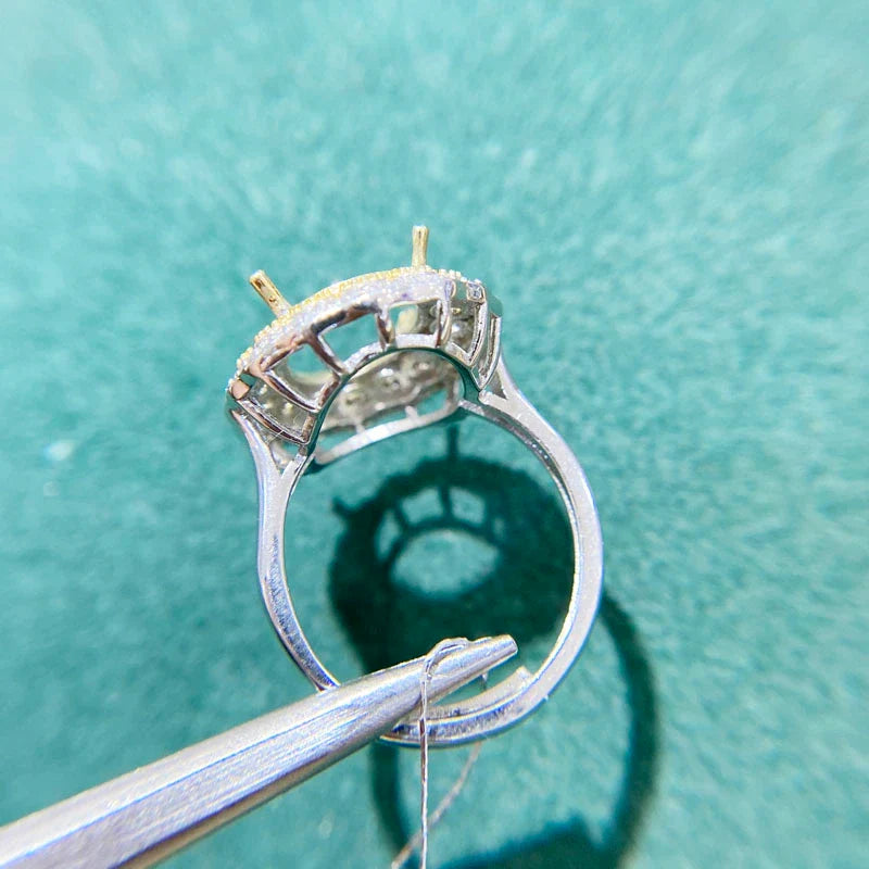 Oval 10×14 mm S925 Sterling Silver, 18K Gold Plated Ring Setting, Adjustable, Unset, For Women