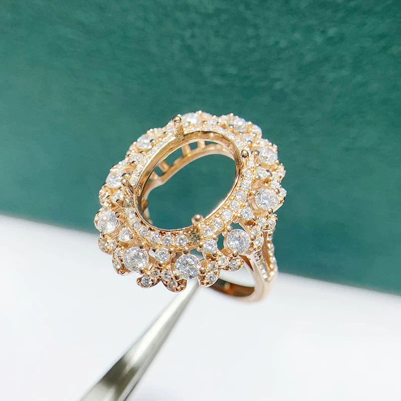 Oval 10×14 mm / 12×16 mm S925 Sterling Silver Ring Setting, Adjustable, Unset, For Women