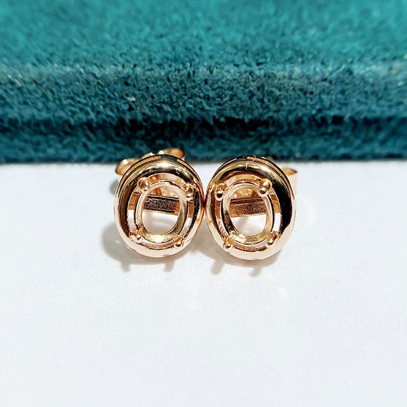 Oval 3×4 mm / 6×8 mm S925 Sterling Silver Earring Setting, Unset