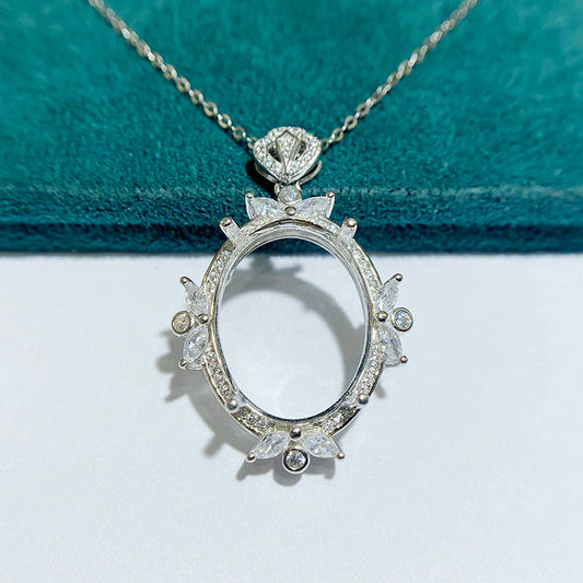 Oval 15×20 mm S925 Sterling Silver Pendant Setting, Unset, For Women