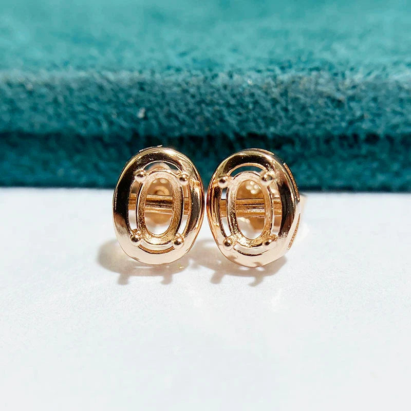 Oval 3×4 mm / 6×8 mm S925 Sterling Silver Earring Setting, Unset