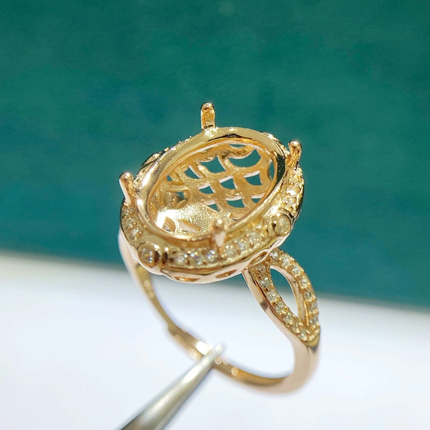 Oval 10×14 mm S925 Sterling Silver Ring Setting, Adjustable, Unset, For Women, Vintage Style