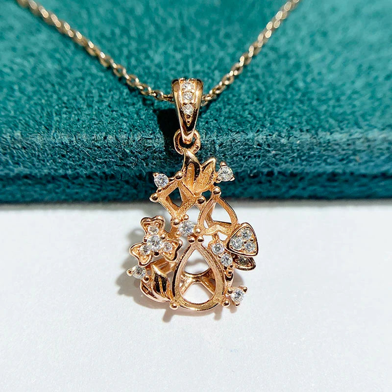 Pear 5×7 mm S925 Sterling Silver Pendant Setting, Unset, For Women, Fashion Style