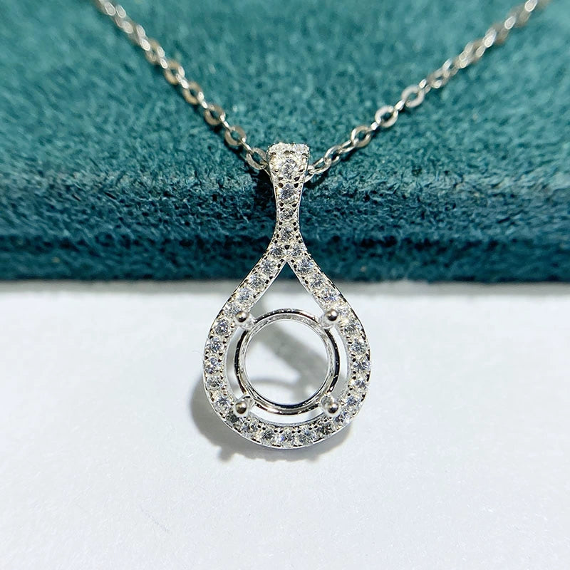 6.5 / 8 / 9mm Round S925 Silver Pendant Setting for Gemstone Mounting