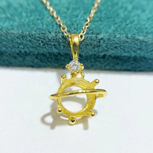 S925 Sterling Silver Round 8×8 mm Pendant Setting for DIY Jewelry Making