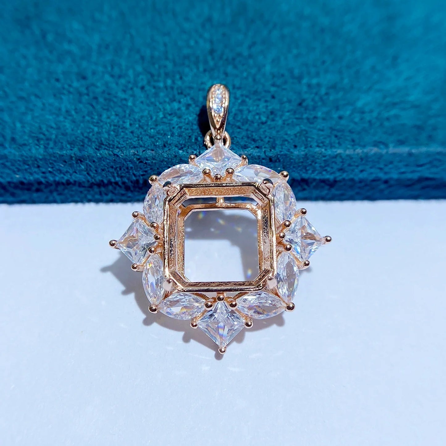 Square 12×12 mm S925 Sterling Silver Pendant Setting, Unset, For Women