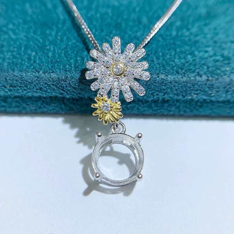 5 mm / 6 mm / 8 mm S925 Sterling Silver, 18K Gold Plated Pendant Setting, Unset, For Women, Fashion Style, Light Luxury