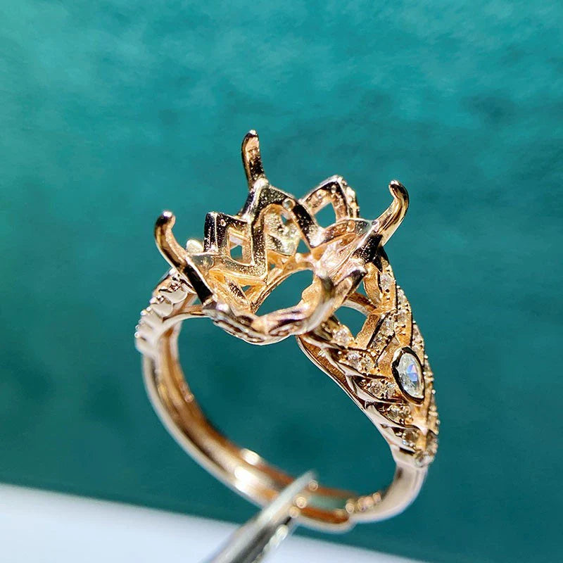 Oval 10×14 mm / 12×16 mm S925 Sterling Silver Ring Setting, Adjustable, Unset, For Women