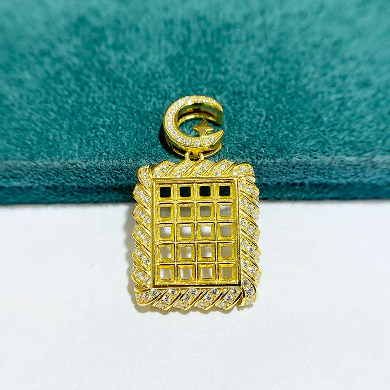 Square 3×3 mm S925 Sterling Silver Pendant Setting, Unset, Cluster Setting, Vintage Style, Light Luxury