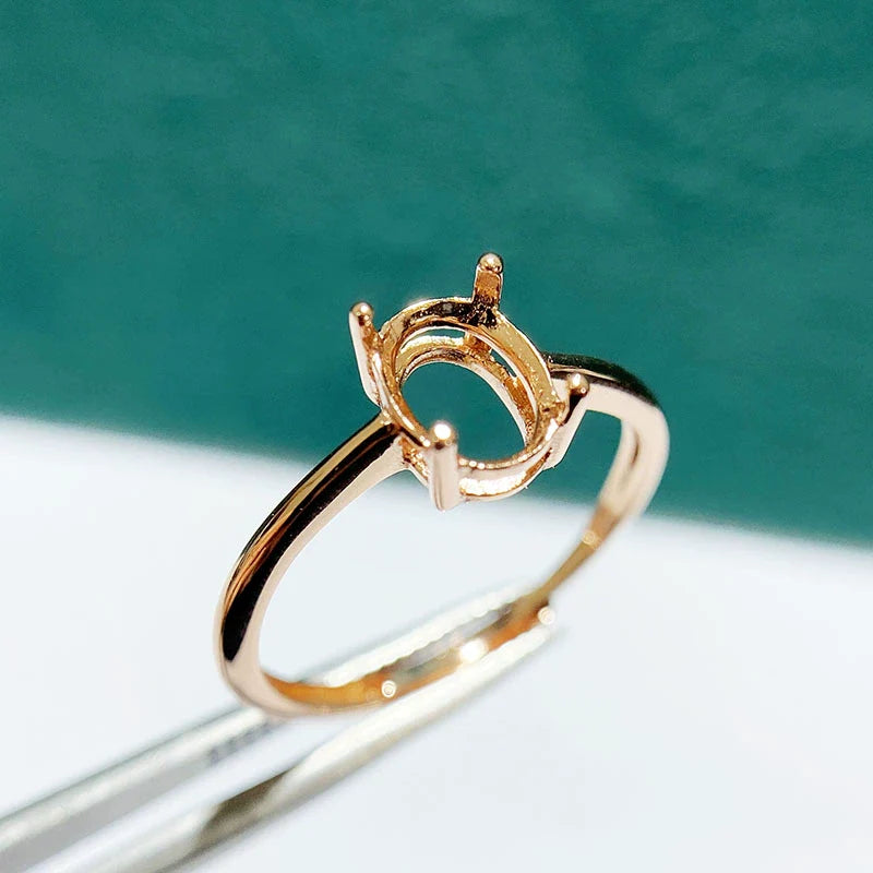 Oval 3×4 mm / 10×14 mm S925 Sterling Silver Ring Setting, Adjustable, Unset, For Women