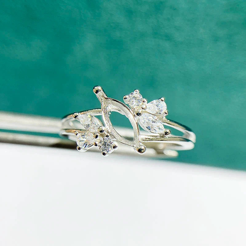 Marquise 4×8 mm / 5×10 mm / 6×12 mm S925 Sterling Silver, 18K Gold Plated Ring Setting, Unset, For Women