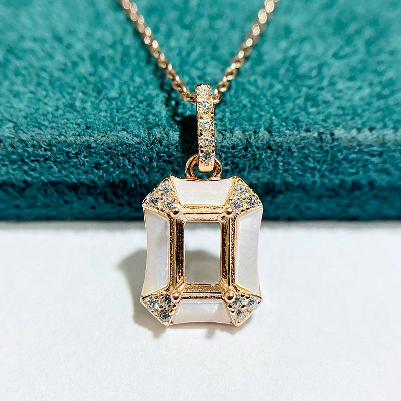 Rectangle 4×6 mm S925 Sterling Silver Pendant Setting, Unset, For Women, Fashion Style