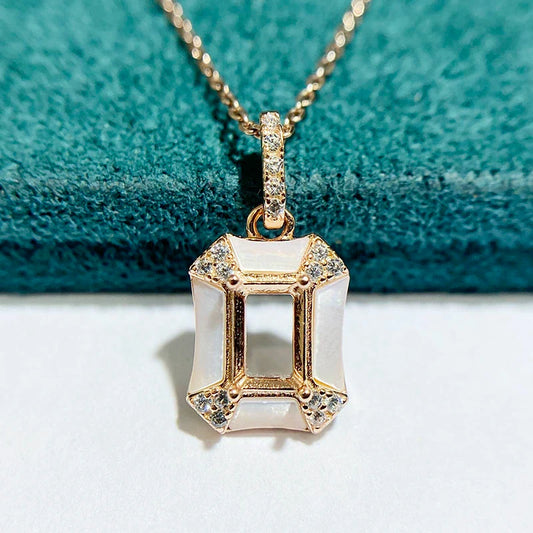 S925 Sterling Silver Rectangle 4×6 mm Pendant Setting for DIY Jewelry Making